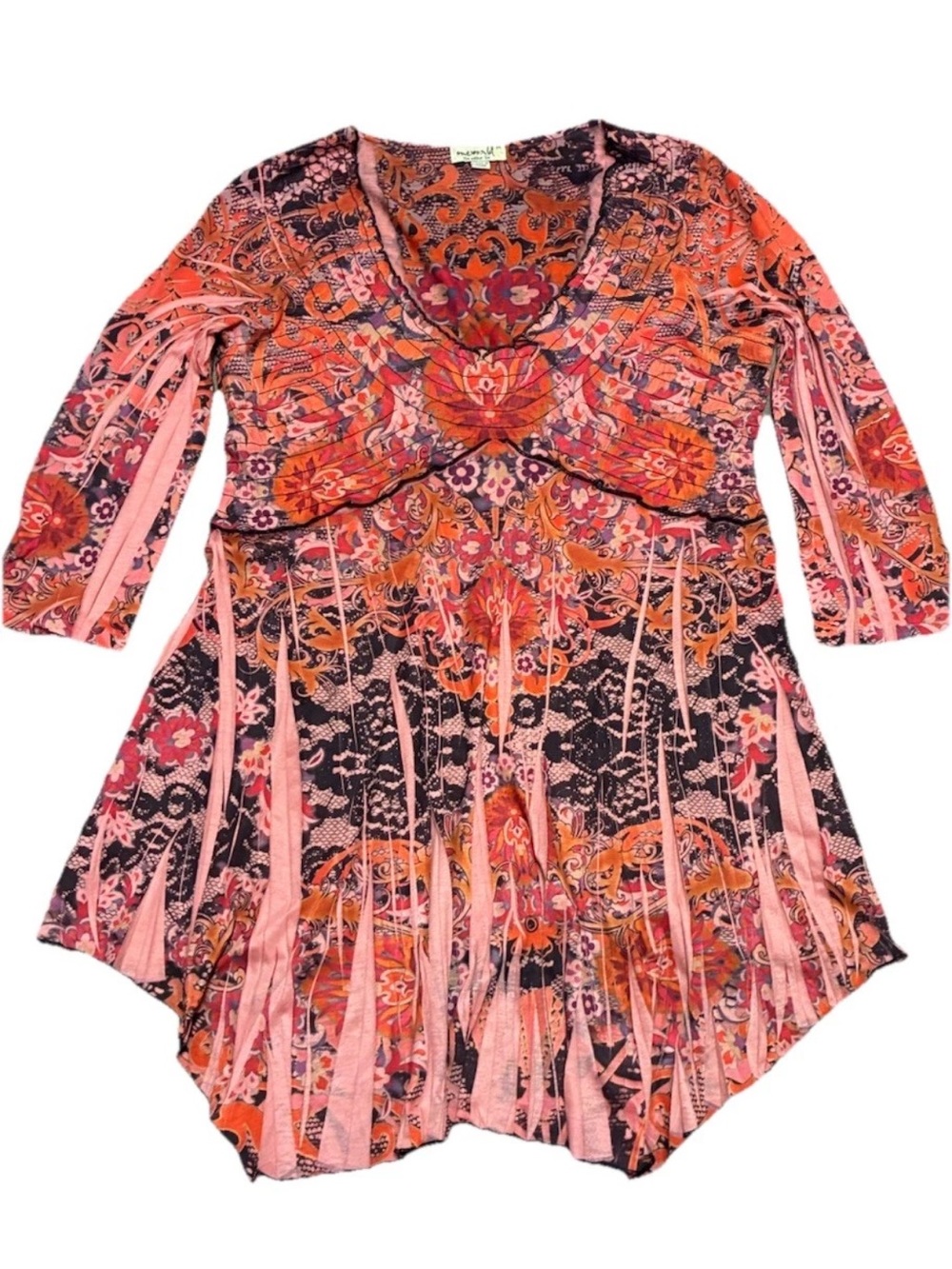 Colorful Floral Boho Tunic - Pink & Orange